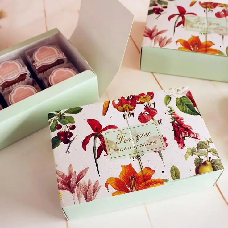 

20pcs 18*12*4.5cm Kraft Paper Cake Box Party Birthday Paper Gift Packaging Box Handmade Macaron Cupcake Boxes