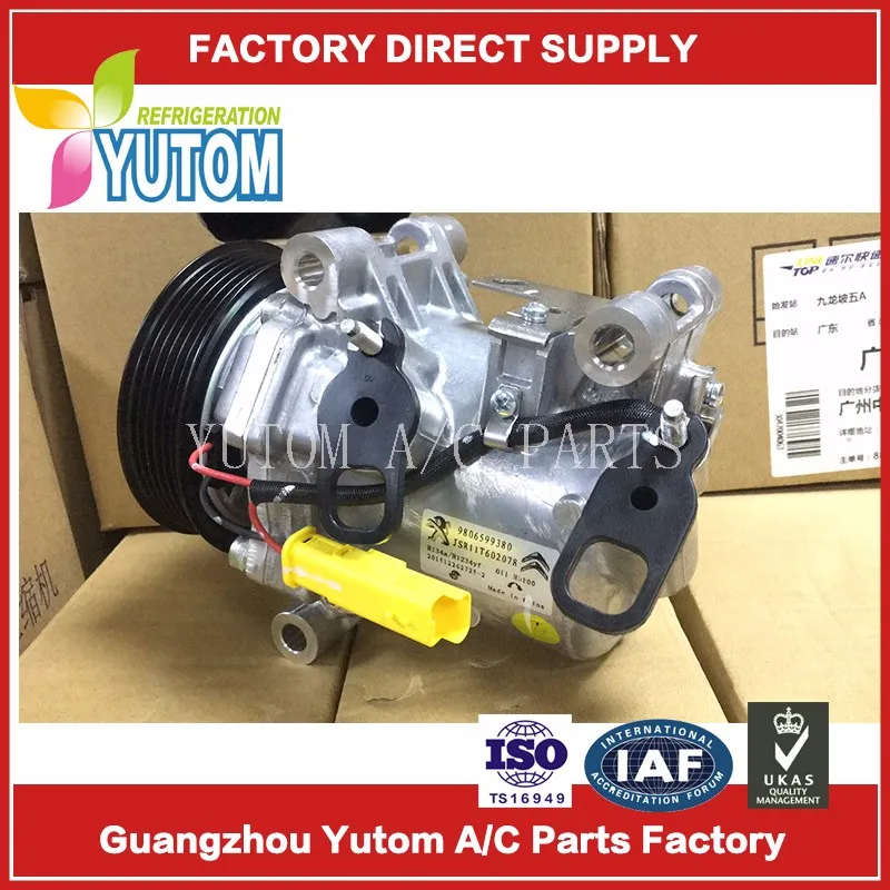 SS110LV5 компрессор для PEUGEOT 301-1.6L/Citroen C-Elysee 1,4 VTi авто AC компрессор 9806599380 JSR11T602078