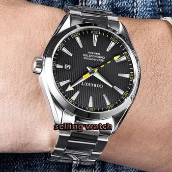 

Corgeut 41mm men clock miyota 8215 Automatic calendar date Mechanical Sapphire Glass men wristwatch