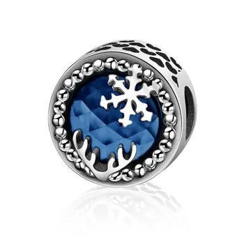 

New Arrivals Original Design 100% 925 Sterling Silver Snowflake Dazzling Blue Zircon Charms Fit Authentic Jewelry Christmas Gift