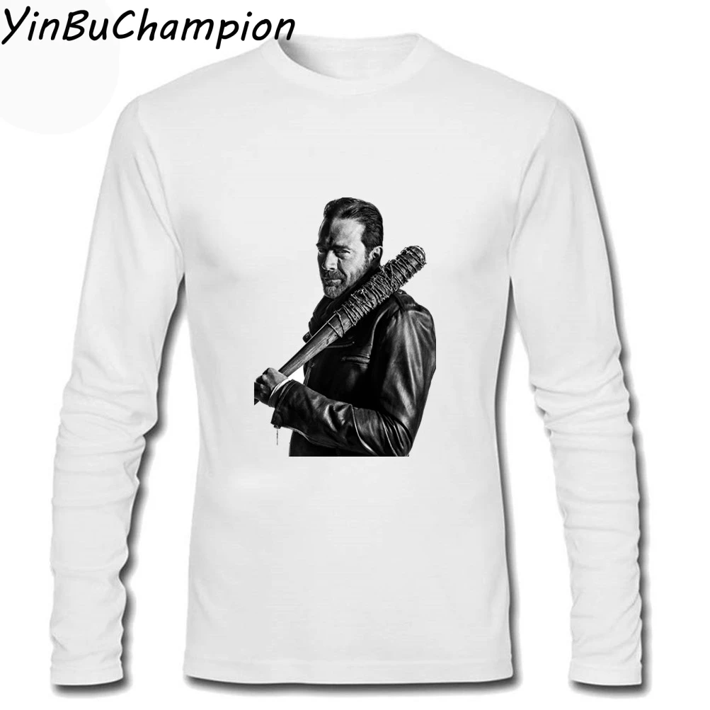 Мужская забавная футболка Зимняя из ходячих мертвецов Negan Мужская крутая черная футболка с графическим рисунком из мультфильма Camisetas Мужская футболка с длинным рукавом