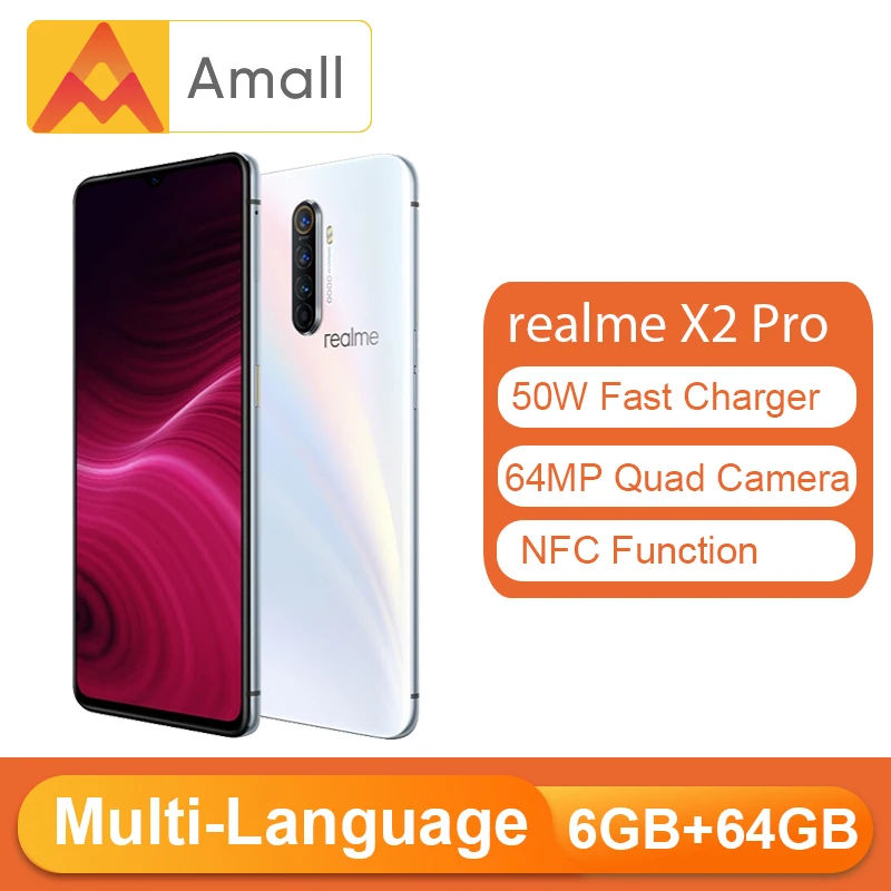 realme X2 Pro X 2 6.5'' Moblie Phone Snapdragon 855 Plus 64MP Quad Camera NFC Cellphone 50W Fast Charger | Мобильные