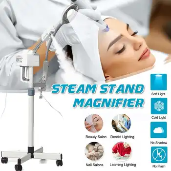 

Nails Accessoires 2in1 Facial Steamer LED 3X Magnifying Floor Lamp Machine Multifunction Spa Professional Humidif Manicure