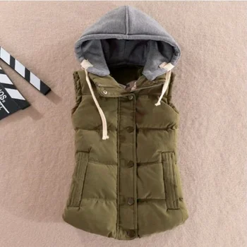 

ZOGAA 2019 Winter Women Parkas Vest Female Warm Sleeveless Jackets Cotton Solid Hooded Warm Vest Outwear Womens Hood Vest