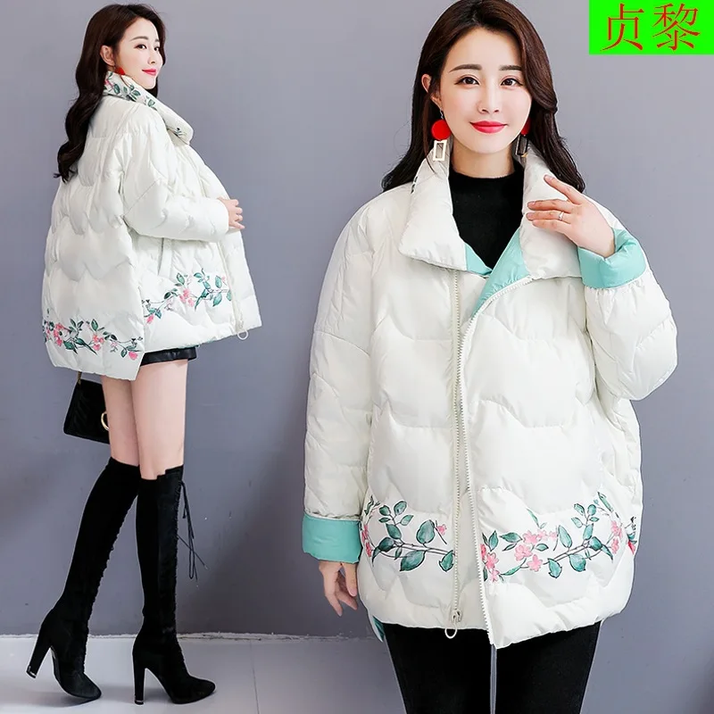 

Short Floral Cotton Overcoat 2018 Winter New Style Retro National Wind Loose-Fit Slimming Cotton Coat Chinese-style WOMEN'S Dres