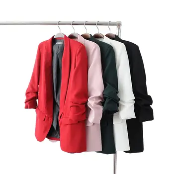

Fashion Spring 2020 Women Suit Blazers Jackets Work Office Lady Slim White Black Red None Button Business Female Blazer Coat