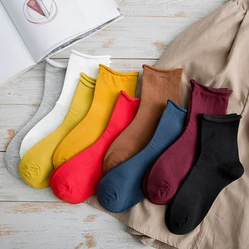 

Women's Cotton Socks Solid Color Tube Socks Curling Piles of Socks Casual Sports Wild Socks High Quality Autumn Warm Sock Hot