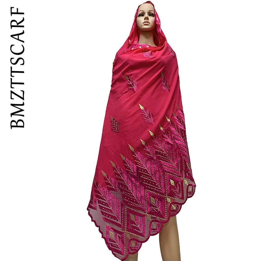 Высококачественный шифоновый шарф mulim, Женский шифоновый шарф с вышивкой, мусульманский шарф больших размеров для шали BM742