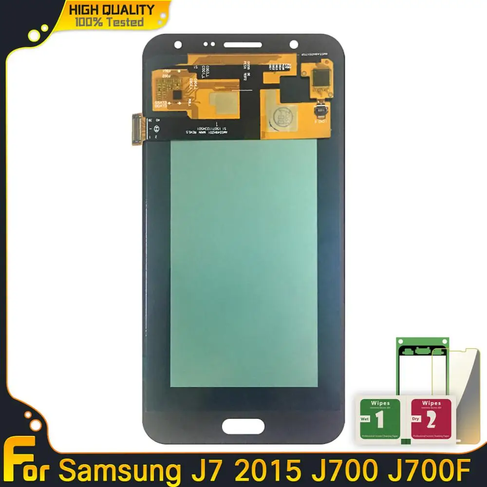 Супер Amoled lcd для samsung Galaxy J7 J700 J700F J700H дисплей кодирующий преобразователь сенсорного экрана в сборе замена J700 lcd