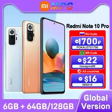 Global Version Xiaomi Redmi Note 10 Pro 6GB 64GB/6GB 128GB Smartphone 108MP Camera Snapdragon 732G AMOLED Display