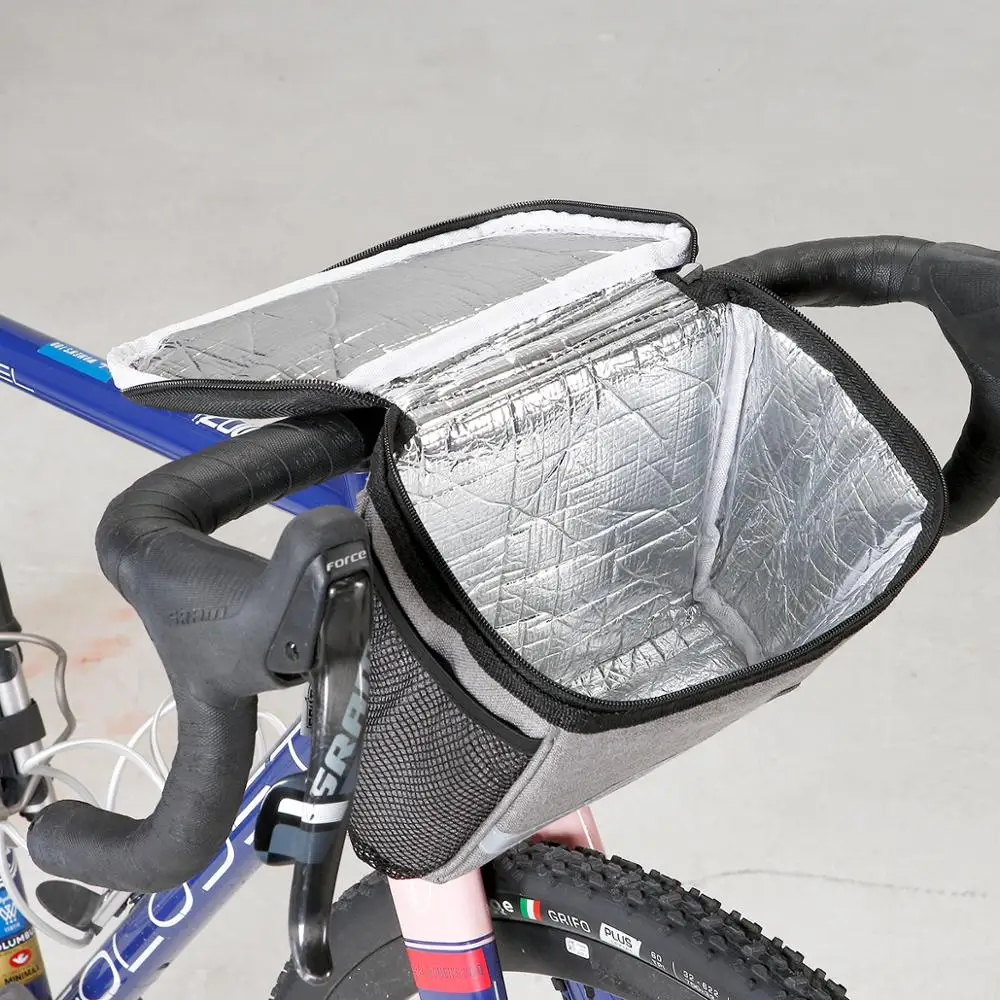 Bicycle Front Bag Cycling Basket Pannier Bike Frame Tube Handlebar Bag Aluminum Foil for Cold-Hot Drinks Heat Preservation
