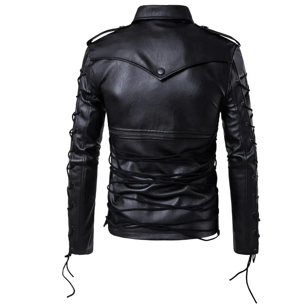 Модная кожаная куртка для мужчин бутик панк мотоциклетная куртка из искусственной кожи мульти молнии Slim Fit Мужская куртка PU пальто одежда M-5XL