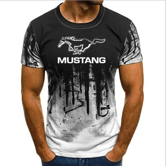 Новая модная футболка Летняя мужская хлопковая футболка с коротким рукавом Mustang Мужская футболка - Цвет: Белый