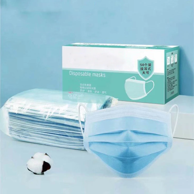 

50 Pcs Disposable Dustproof Surgical Mouth Masks Anti PM2.5 3-Ply Anti Influenza Breathing Safety Elastic Face Masks