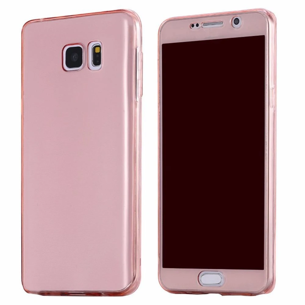Прозрачный 360 градусов полный корпус двусторонний ТПУ чехол для телефона для samsung Galaxy S8 S9 S10 Lite Plus Мягкий Прозрачный чехол Note8 Note9 - Цвет: Transparent Red