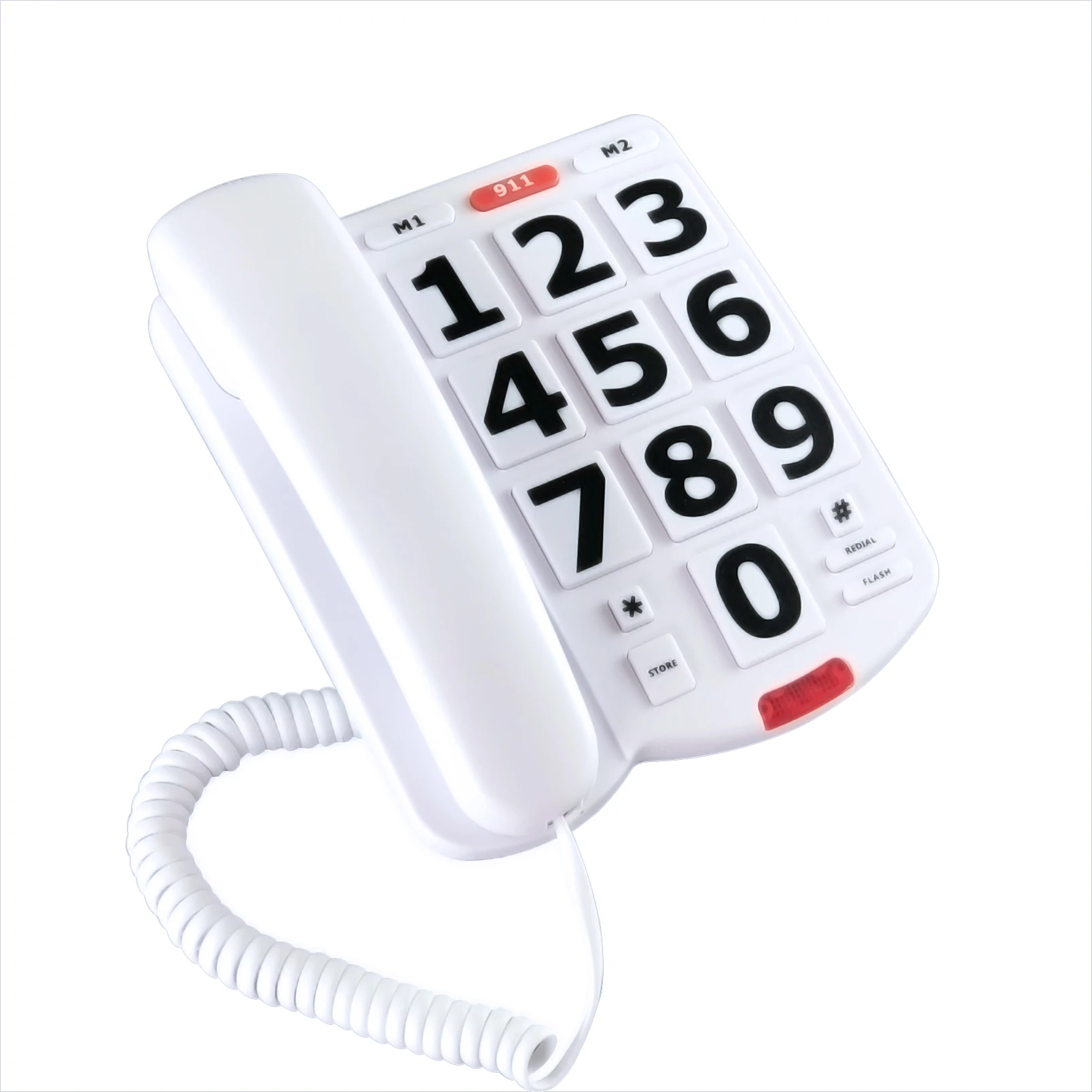 Big Button Telephone for Seniors, Corded Single Line Easy to Read Desk Landline Phone for Visually & Hearing Impaired Old People