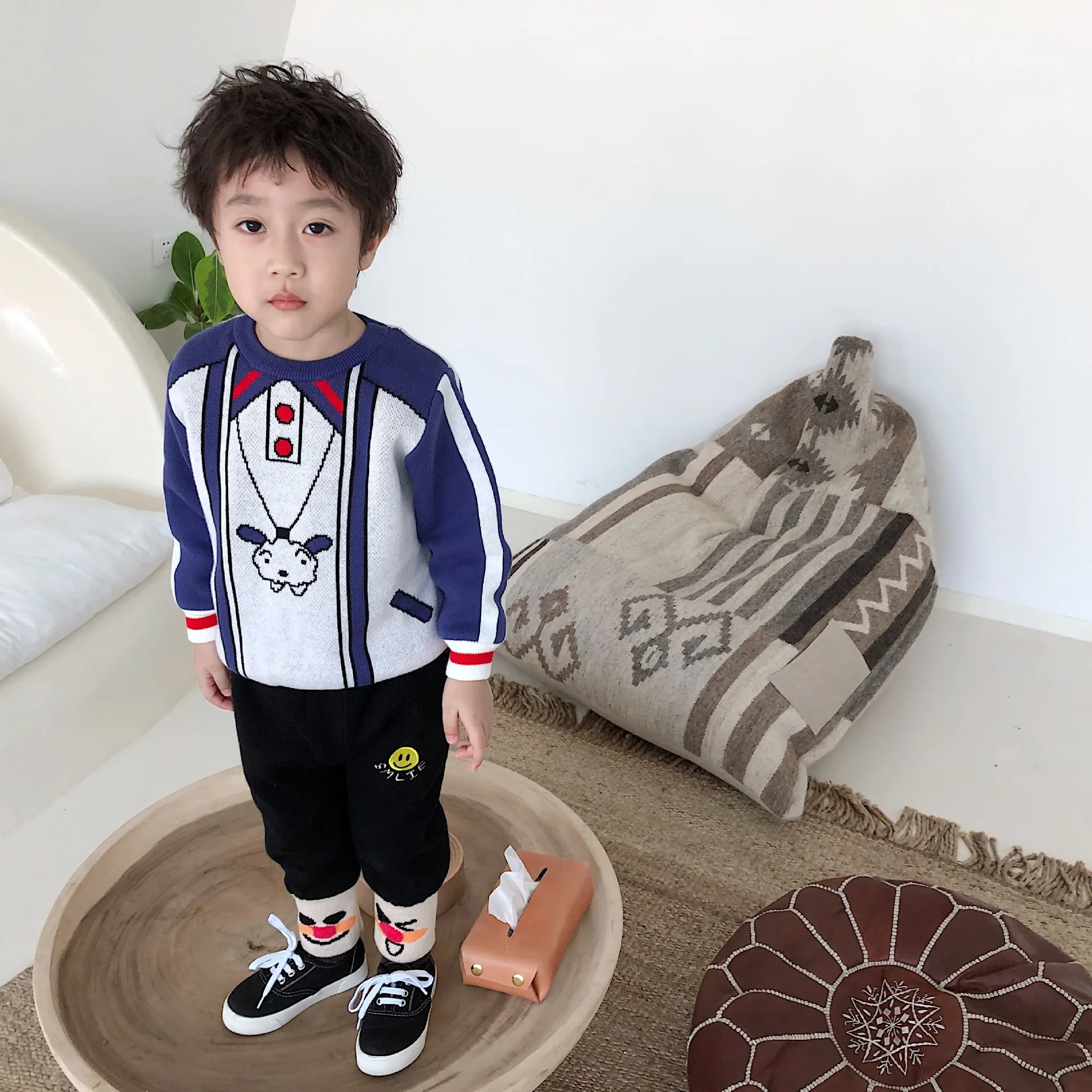 Tonytaobaby/новая зимняя детская одежда с рисунком тенниса; плюшевый свитер; детская одежда; пуловер для мальчиков и девочек; свитер