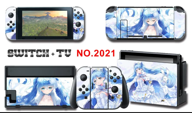 1set New Cute Anime Full Body Sticker for NS Switch Protective Cover Skin Colorful Art for Game Console Joy-Con Controller Decor