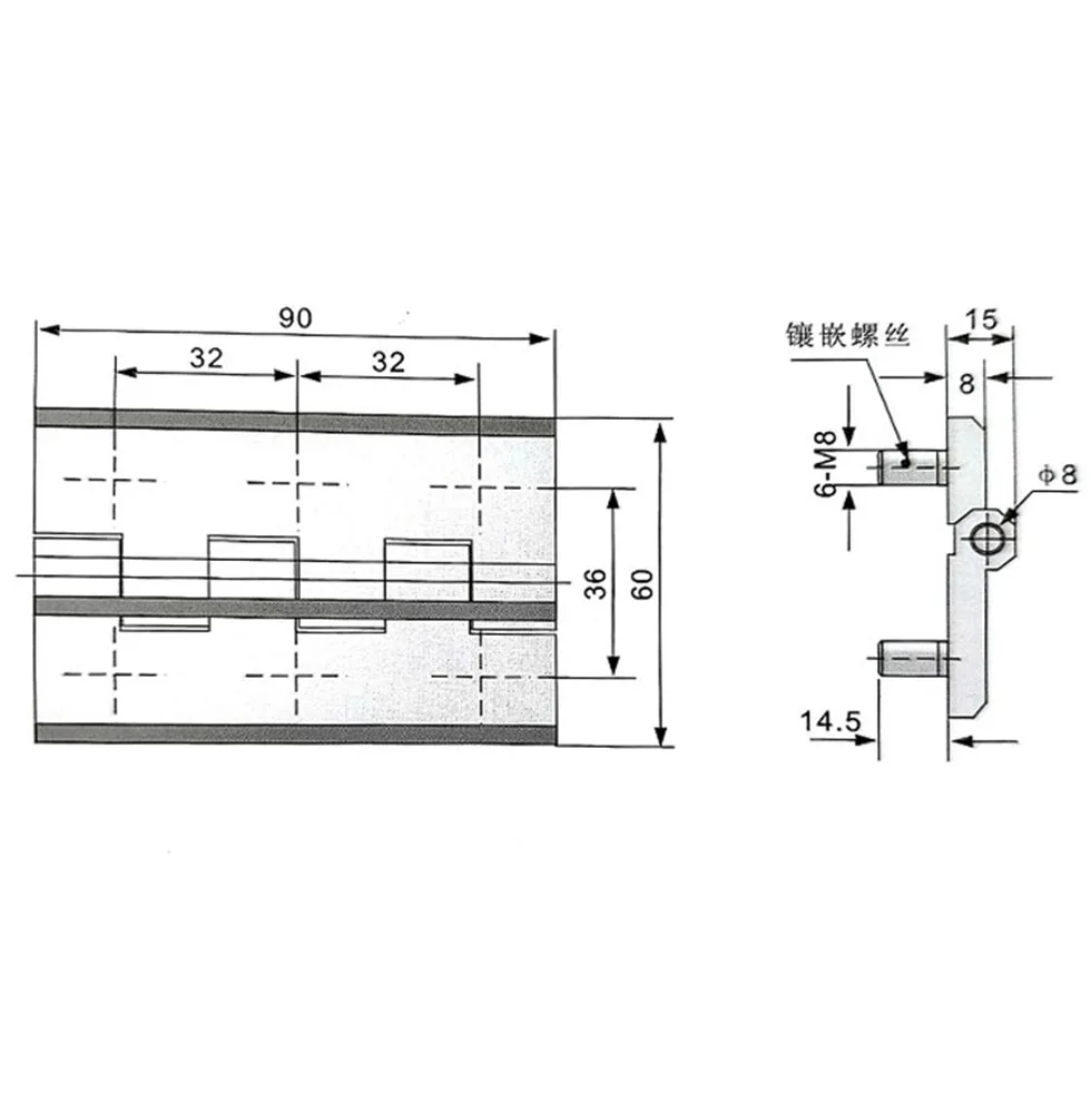 CL226-5A large hinge six leg hinge bearing high belt stud black