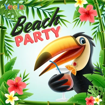 

Yeele Summer Beach Party Photocall Bird Drink Flower Photography Backdrops Personalized Photographic Background For Photo Studio
