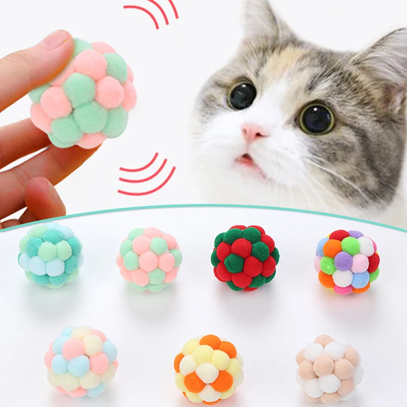 Cat Interactive Toy Balls Mouse Cage Toys Plush Artificial Colorful Teaser Pet Supplies | Дом и сад