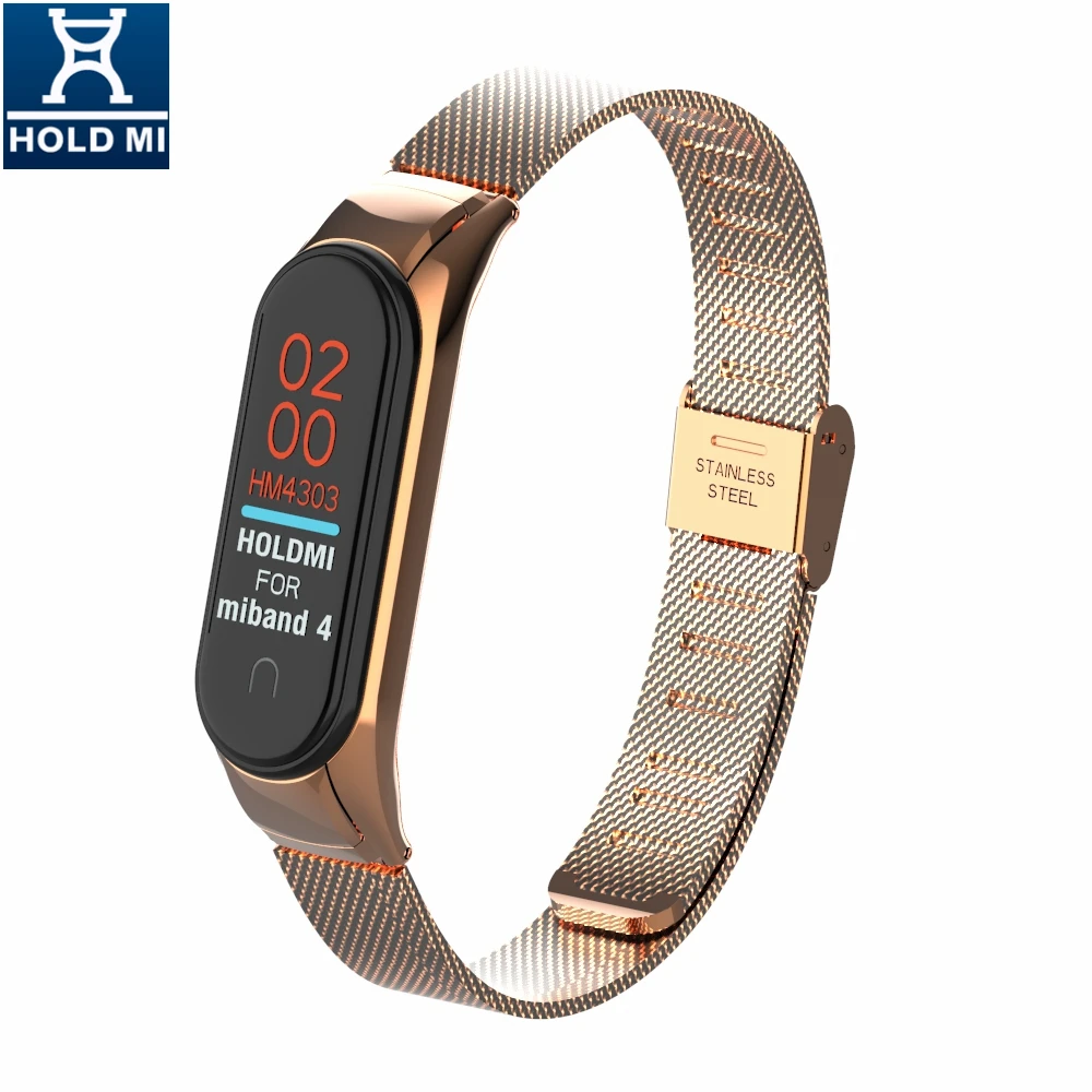 Холдми металлический ремешок для часов mi band 4 xiaomi и 3 браслет из нержавеющей стали