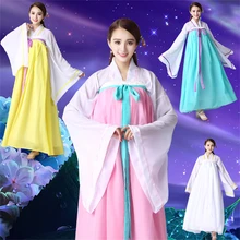 Традиционный корейский Костюм-ханбок для женщин платье танец древний костюм сцена представление одежда фестиваль наряд S-2XL