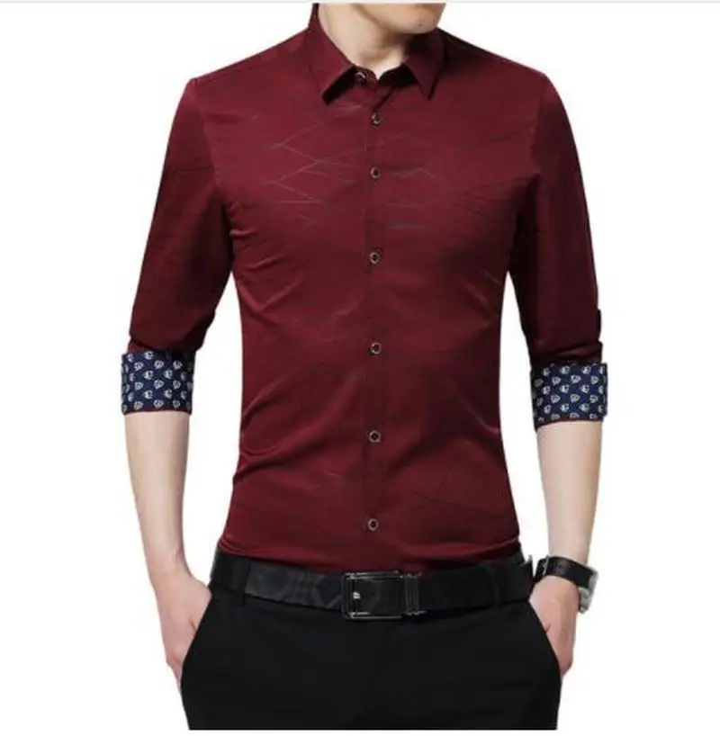 Camisas de vestir de de para hombre, camisa de manga larga con estampado geométrico, blusa bonita con para fiesta - AliExpress