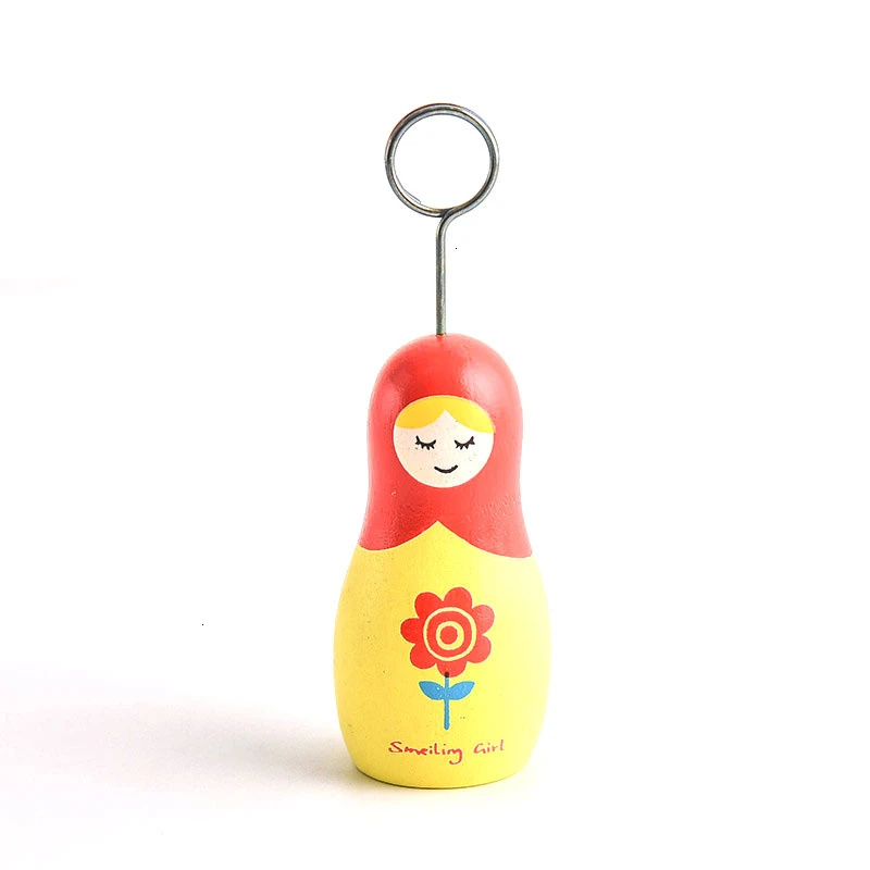 Карамельный цвет девушка Деревянный сообщение фото папка мультфильм Деревянный стол поверхность украшения Примечание держатель 4 выбор