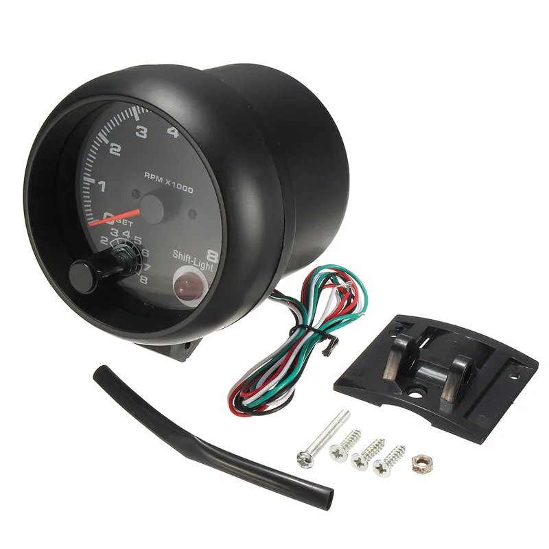 New 0~8000RPM White LED Backlight Tachometer Gauge 95mm/3.75in Works on 4 6 8 Cylinder Engines Universal Fits 12V Petrol Vehicle |