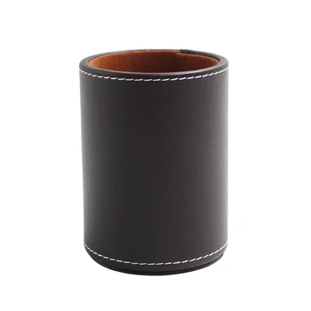 

Stationery Desktop Organizer School PU Leather For Home Office Portable Storage Box Pen Holder Business Modern Container Round