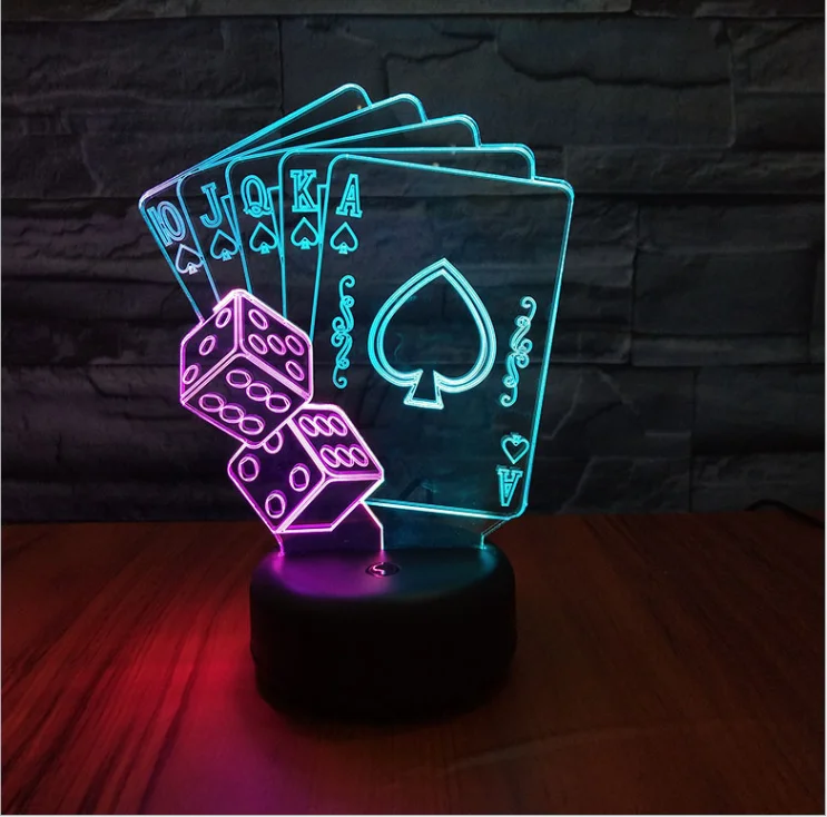 

Poker LED3D vision small night light creative colorful touch charging stereo light gift light