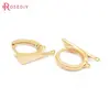 (38419)6PCS Height 17MM 24K Gold Color Brass with Triangle Shape Earrings Hoops Earrings Clasps Jewelry Making Supplies Findings ► Photo 3/6