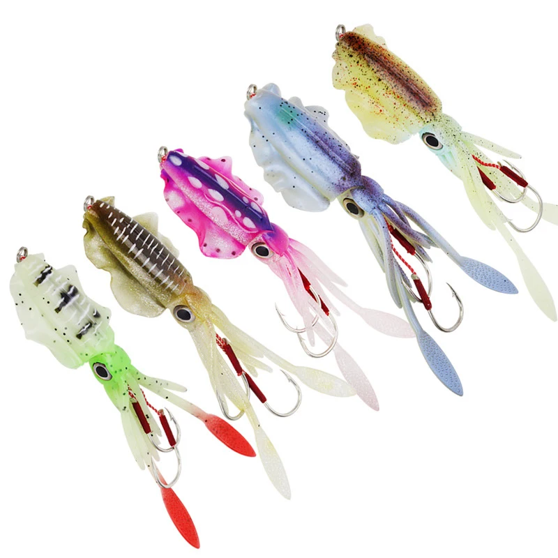 

1pc Luminous Fishing Soft Squid Lure 150mm 30g 60g Simulation Octopus With Fishhooks Pesca Soft Bait Quality Deap Sea Fish Lures