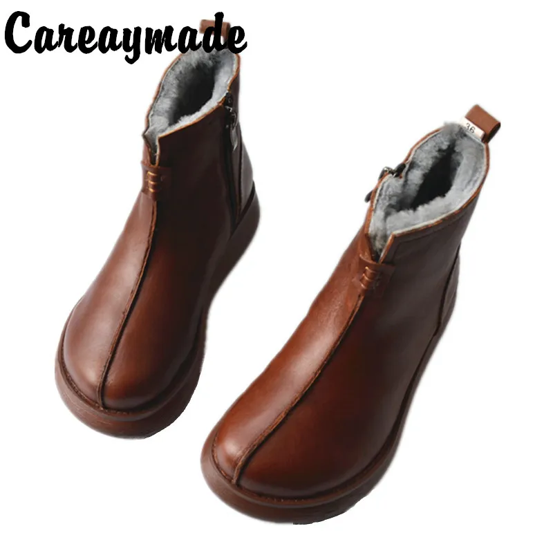 Кожаные туфли Careaymade из чистой шерсти на среднем высоком каблуке оригинальная