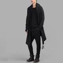 Мужские Длинные темно-черные тренчи Аниме костюм куртки толстовки Косплей Высокое качество хлопковое пальто Мужская мода свободная одежда