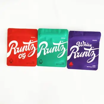 

White Runty Og Runtz Maylar Zipper Bag Dry Tobacco Retail Gummy Candy Mylar Bags 3.5g