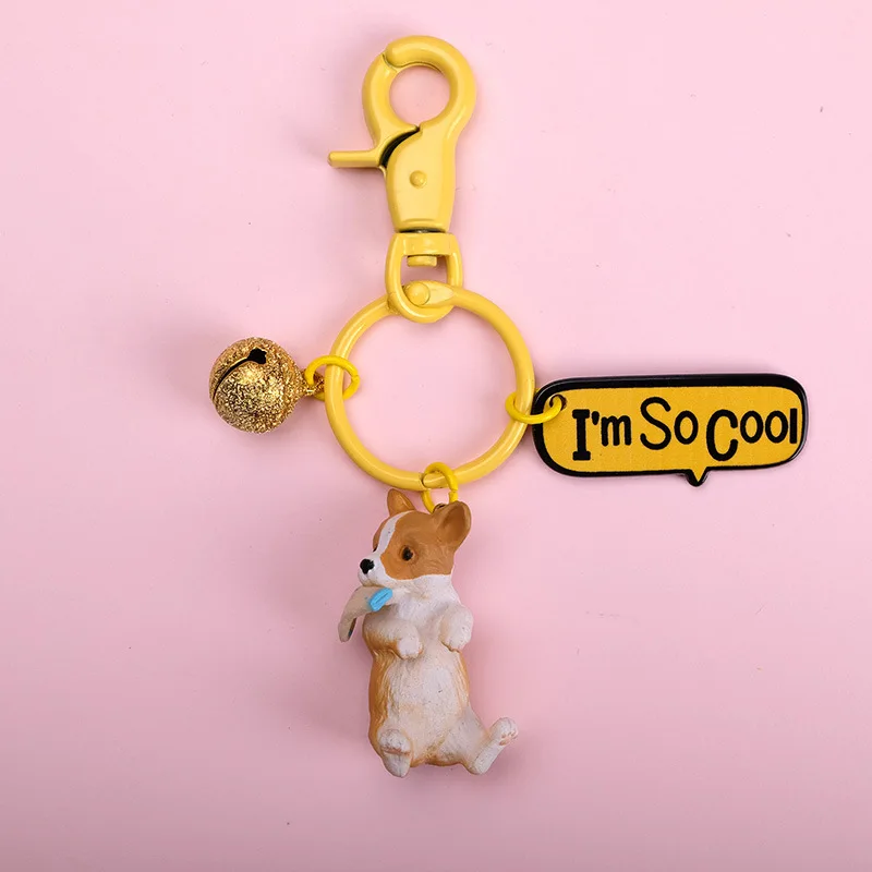 keychain 3 Мультфильм 3D милая собака бульдог панда автомобильный брелок животное Прекрасный Мопс стальная проволока подвеска для ключей сумок брелок-игрушка ювелирные изделия - Цвет: keychain 3