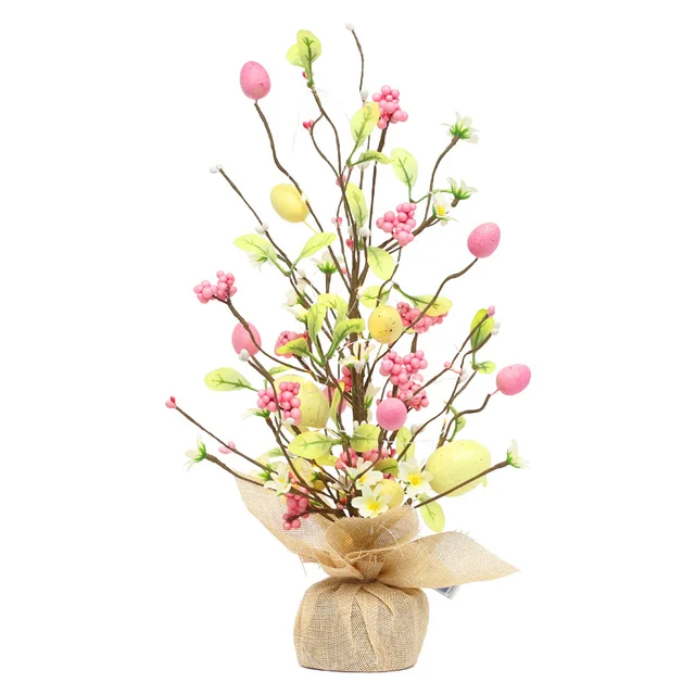 45cm Easter LED Egg Tree Colorful Fake Plant Flower DIY Easter Decoration Spring Party Home Decor