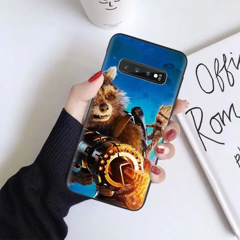 Guardian Rocket Raccoon Groot Black Case For Samsung Galaxy A50 A70 A50S A10S A20S A10 A20E A30 A40 M40 M30S A80 Soft Phone Coqu