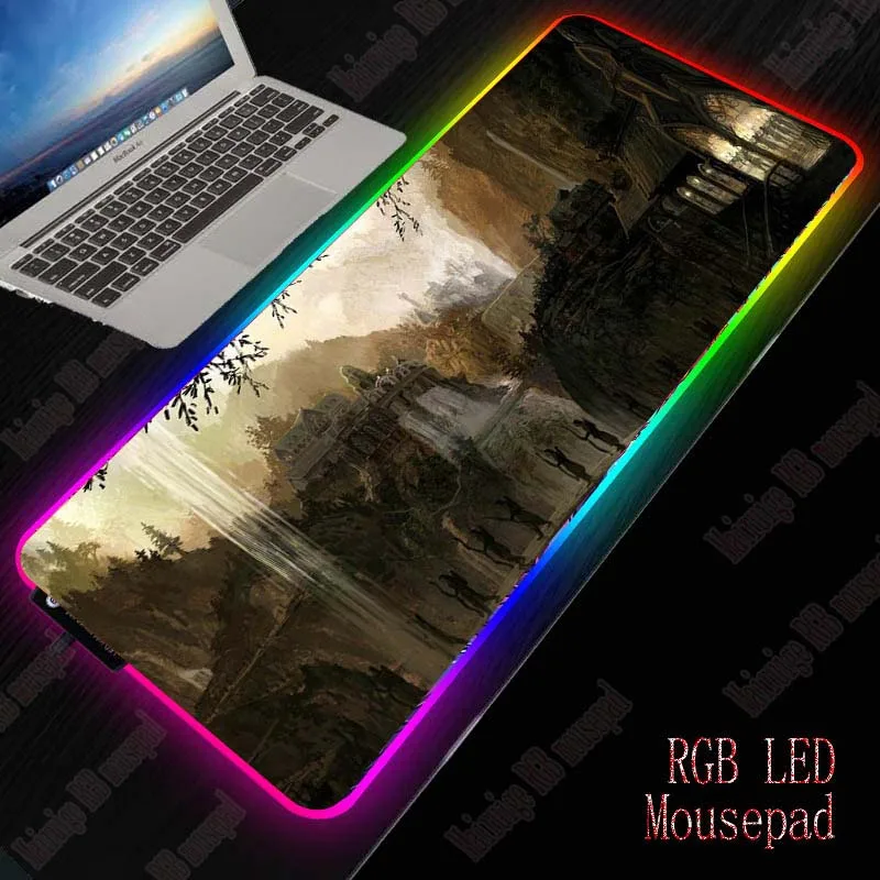 

XGZ Lord of The Rings Scenery Gaming Mouse Pad Computer Mousepad RGB Backlit Mause Pad Large Mousepad Desk Keyboard LED Mice Mat