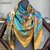 100% Silk Scarf Women Large Shawls Floral Print Stoles Square Bandana Luxury Brand Kerchief Scarves Female Foulard 130*130cm ► Photo 3/6