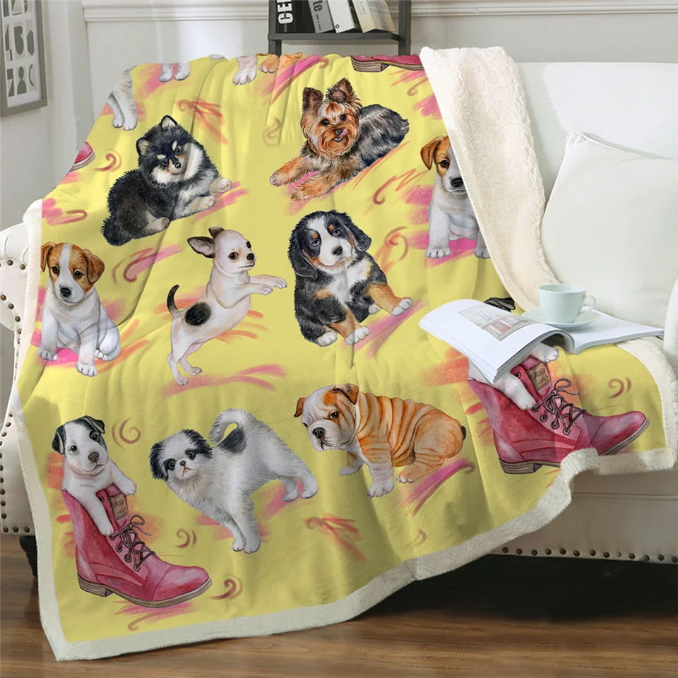 Постельные принадлежности Outlet Puppy мягкое пушистое одеяло бульдог детское одеяло s для кровати мультфильм плюшевое одеяло животные красочные собаки покрывала