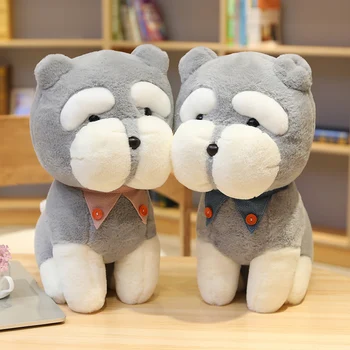 

35cm-55cm Schnauzer Plush Toy Super Cute big Head White Mouse Stuffed Dog Animal Doll toys for Kids Boy Birthday gift DOg Pillow