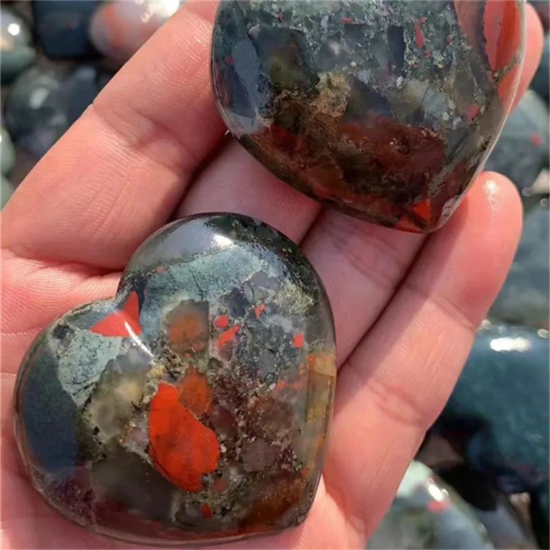 Hot Selling Hand Carved Crystals Crafts Gemstone Natural Bloodstone Heart Shaped Stones For Buyer 4