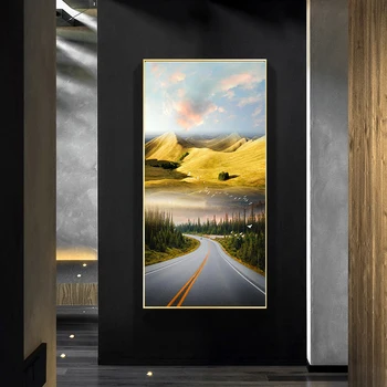 

Canvas Prints & Poster Forest Nordic Landscape Snowy Mountain Road for Living Room Wall Art Painting No Framed Postres Decor 6-4