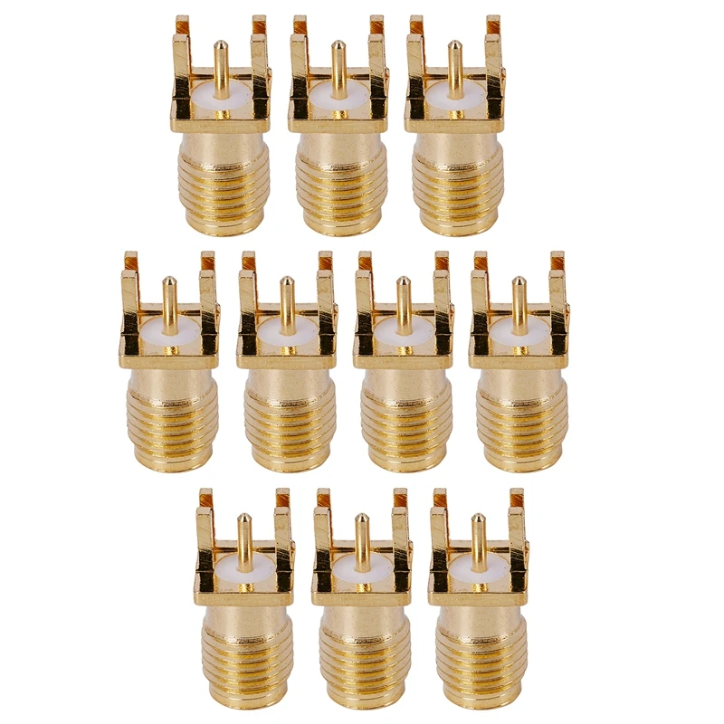

10x Connector SMA Female jack solder edge 1.6mm PCB clip mount straight 5.08mm Gold