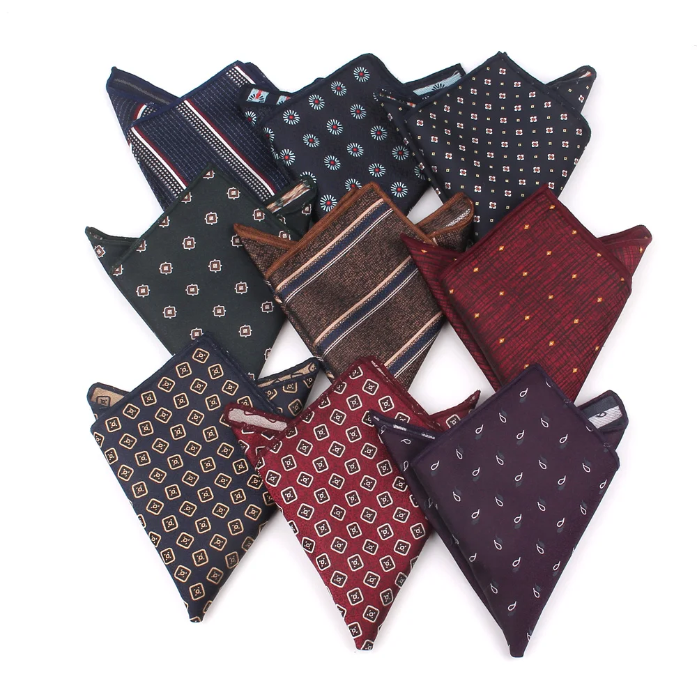 

New Jacquard Striped Pocket Square For Men Women Floral Chest Towel Hanky Gentlemen Hankies Men's Suits Handkerchief Towel