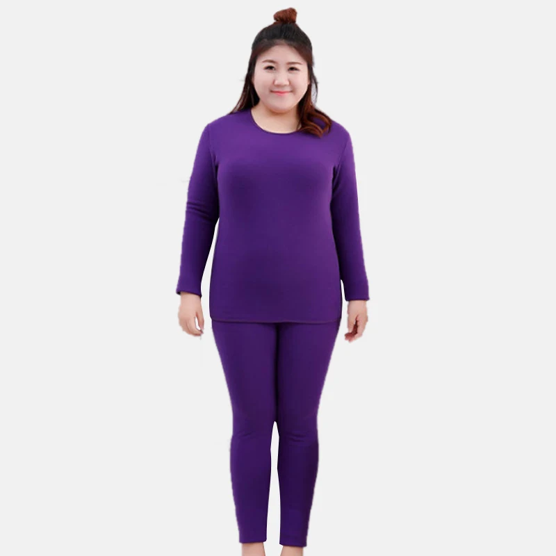 Plus Size Thermal Underwear Women Velvet Ladies Winter Clothes Two Piece Warm Suit Long Johns Large Size Fleece Warm clothes