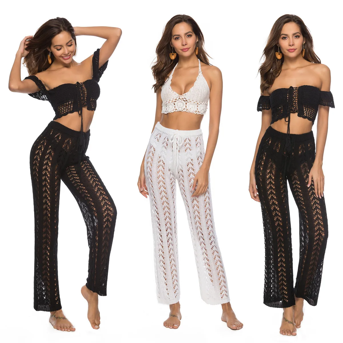 

2019 European And American-Style New Style Porous Hand Hook Loose-Fit Wide Trousers Holiday Wind Beach Shorts Hot Selling Pants